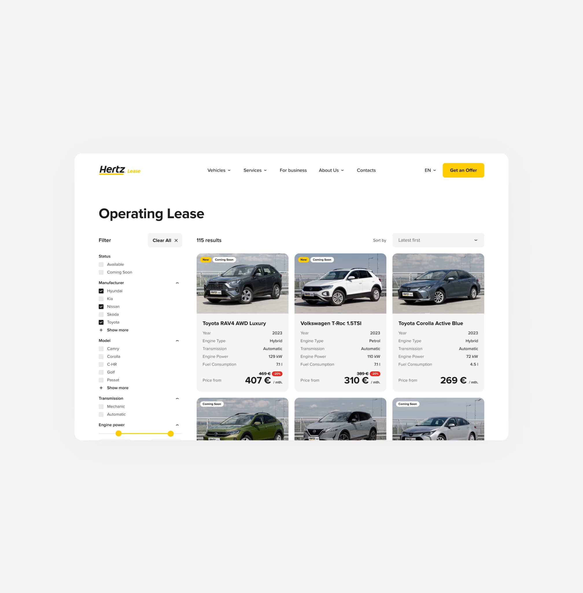 Hertz Lease - Digital platform